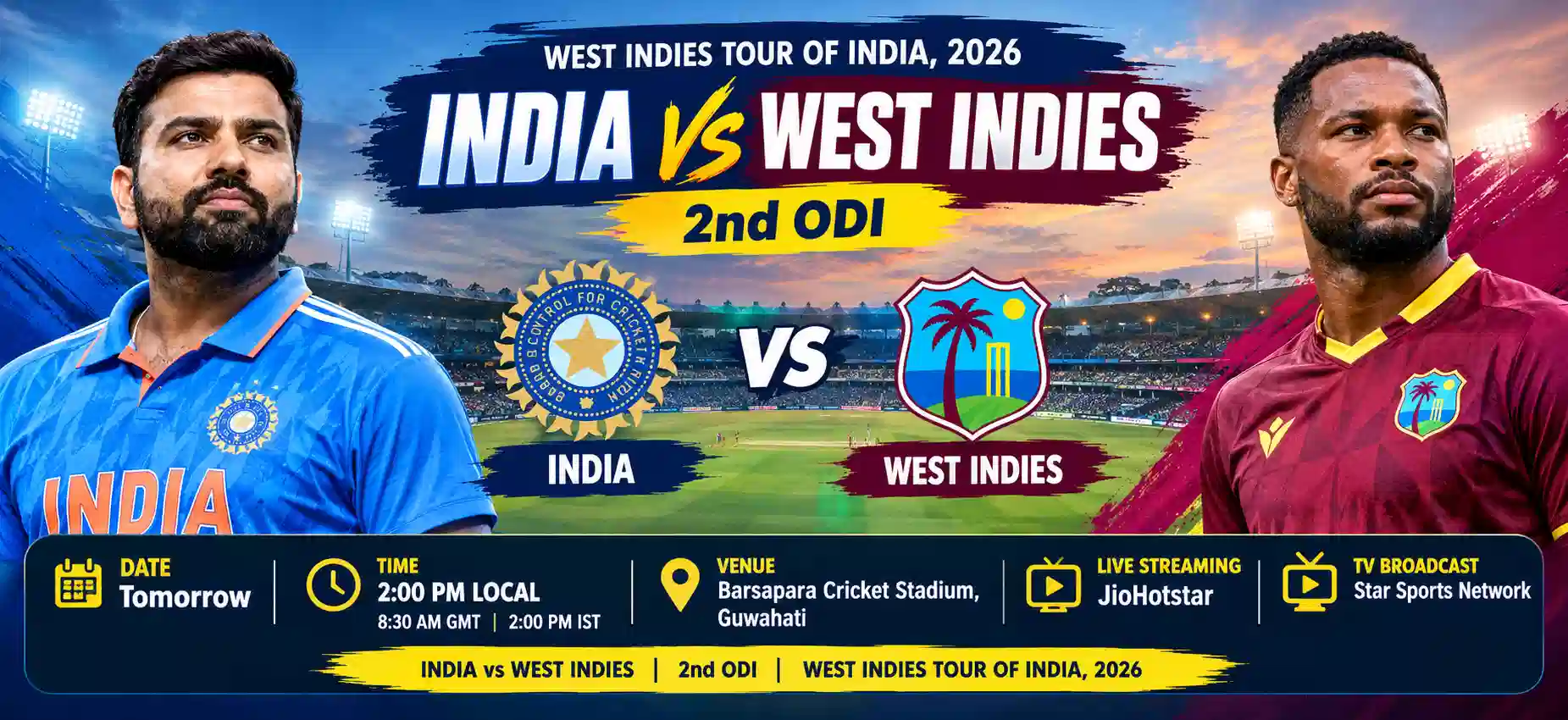 India vs West Indies 2nd ODI postar